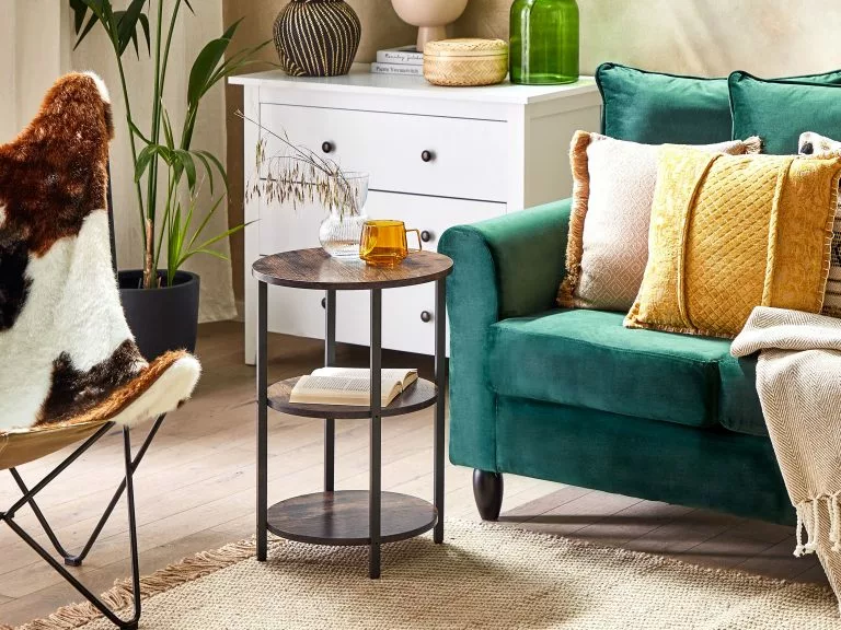 Beliani Mesa Auxiliar Madera Oscura/negro ⌀ 40 Cm TOLAR - Imagen 2