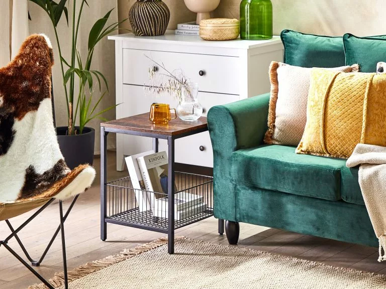 Beliani Mesa Auxiliar Madera Oscura/negro 40 X 40 Cm KENNER - Imagen 2