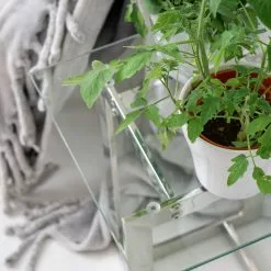 Beliani Mesa Auxiliar De Vidrio Transparente/plateado 40 X 40 Cm CRYSTAL -Sillones Ventas undef src sa picid 824853 type whitesh image scaled