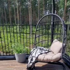 Beliani Silla Colgante De Poliéster Negro/gris Con Soporte ALLERA -Sillones Ventas undef src sa picid 824862 type whitesh image scaled