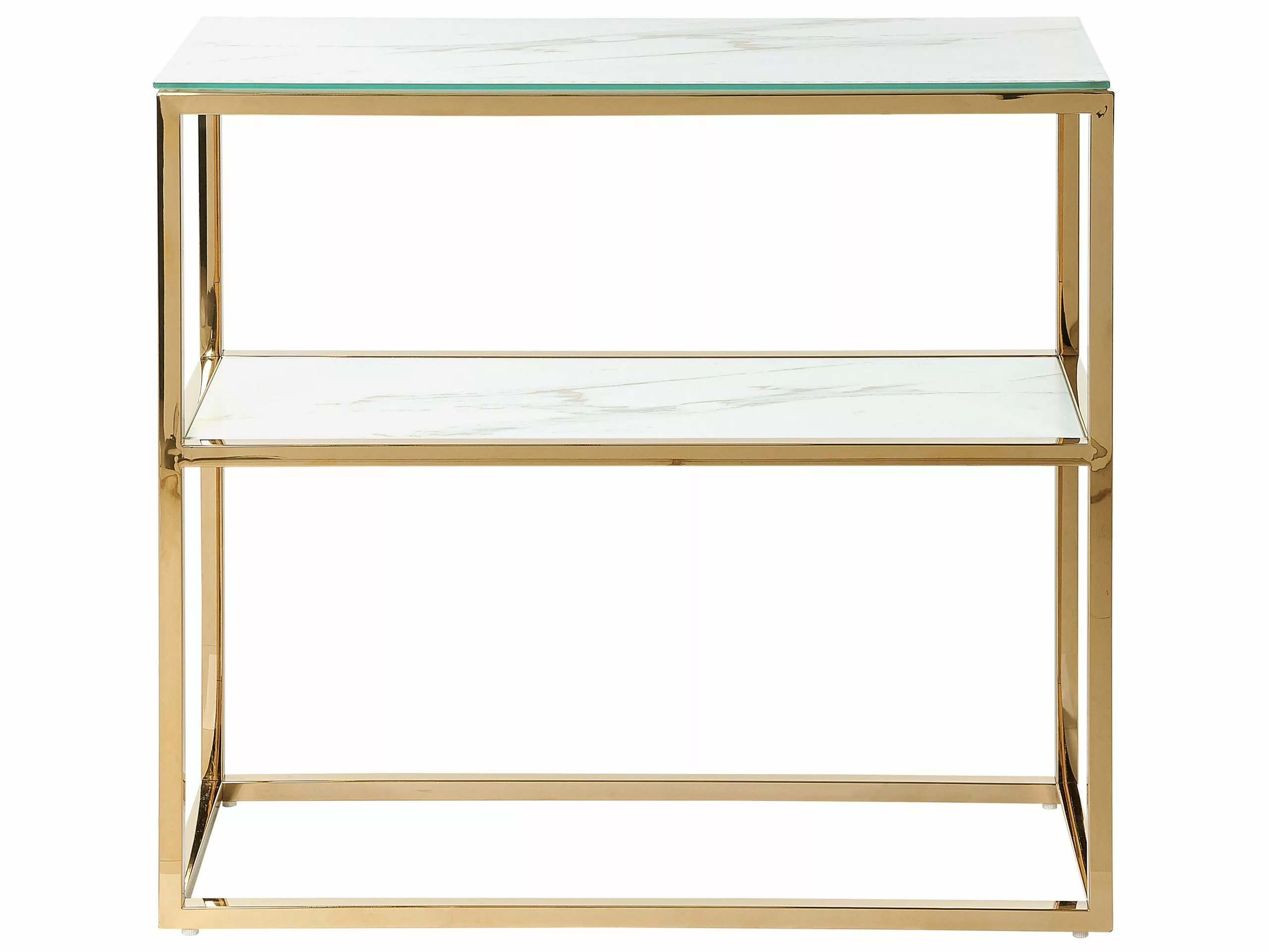 Beliani Consola De Vidrio Templado Blanco/dorado 80 X 30 Cm AZUSA 3 Beliani Consola De Vidrio Templado Blanco/dorado 80 X 30 Cm AZUSA - Imagen 3