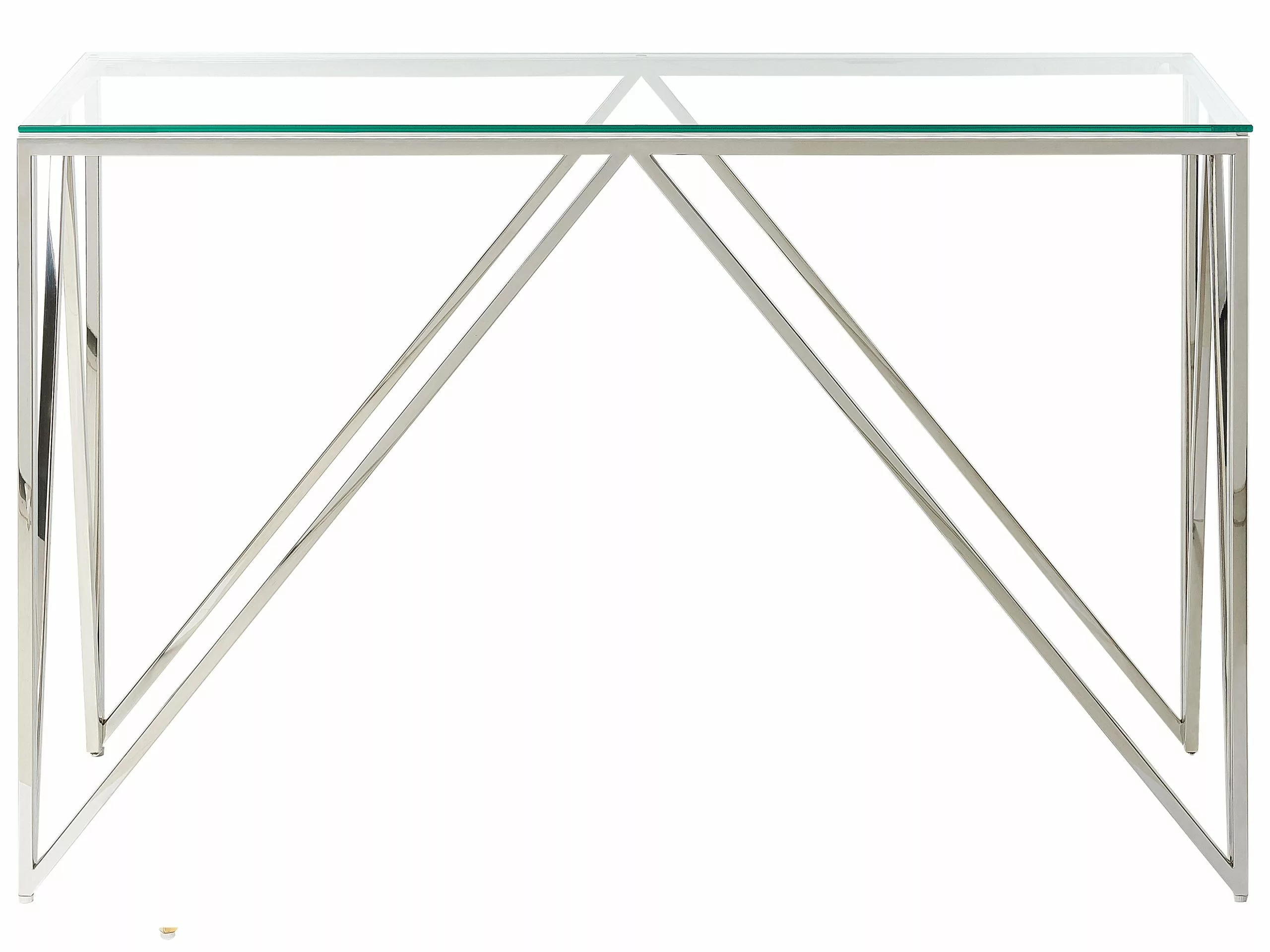 Beliani Consola De Vidrio Templado Plateado 120 X 40 Cm WESO - Imagen 3