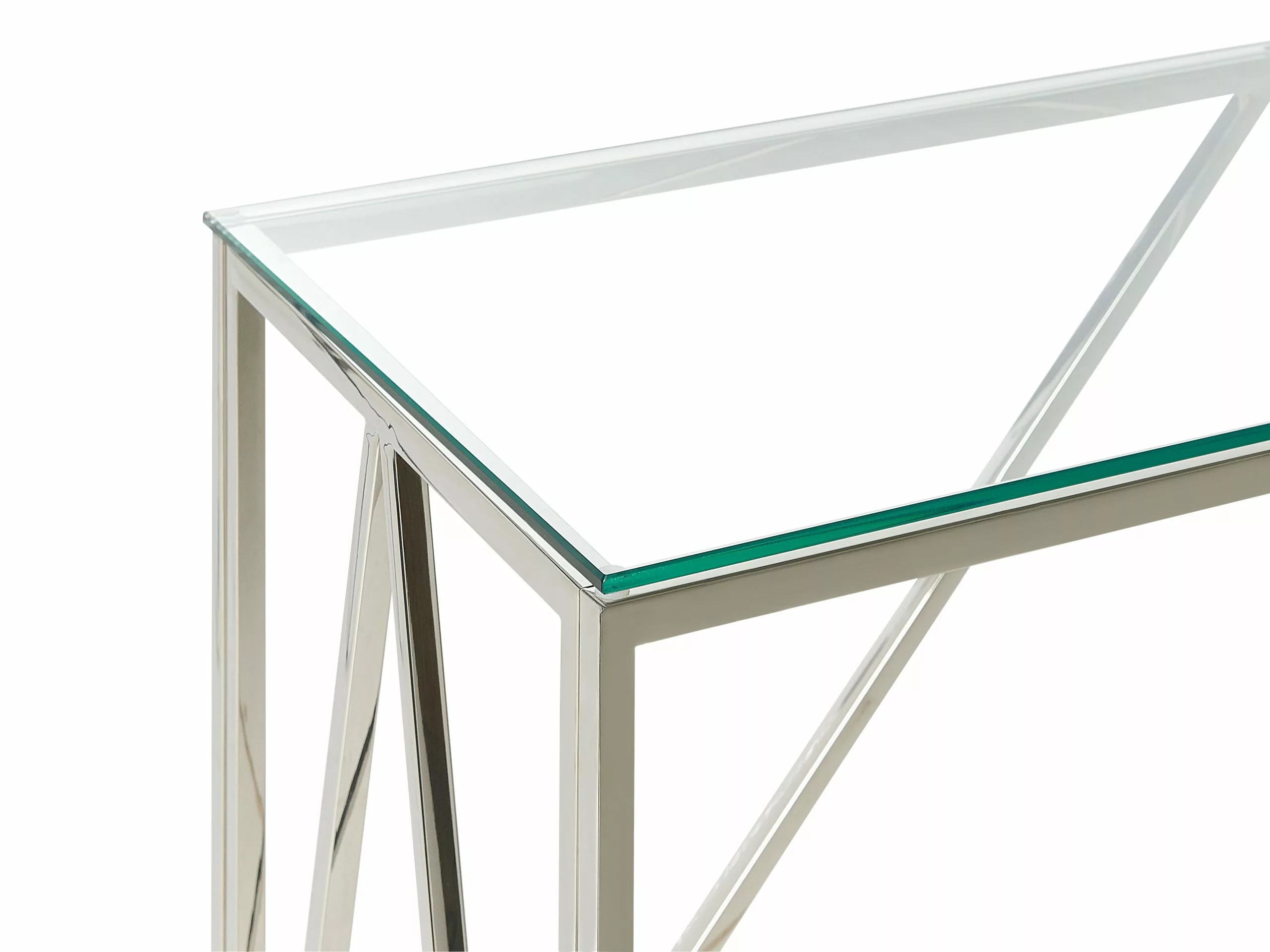 Beliani Consola De Vidrio Templado Plateado 120 X 40 Cm WESO - Imagen 4