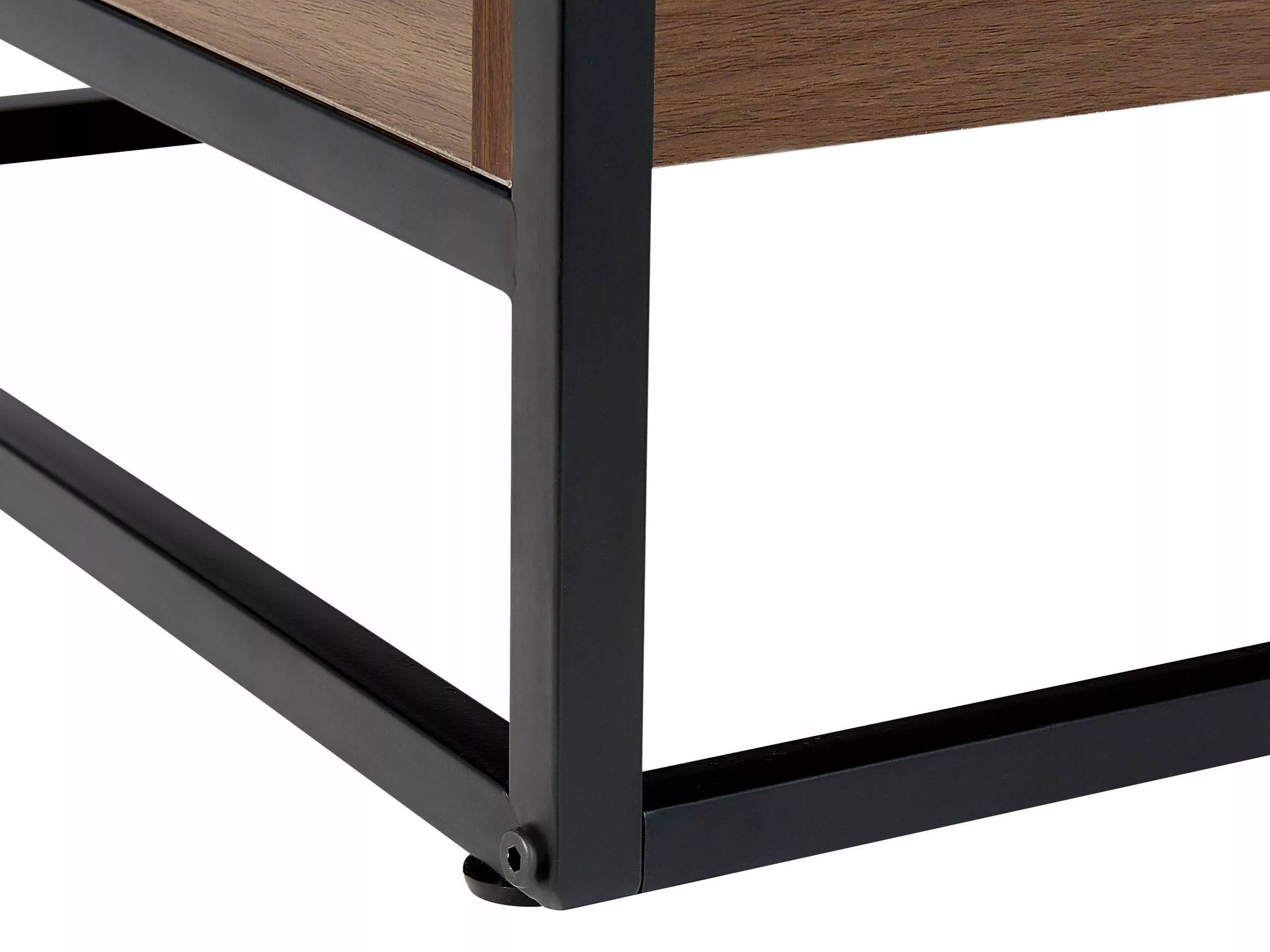 Beliani Mesa De Centro De Vidrio Templado/metal Negro/madera Oscura 110 X 55 Cm WACO - Imagen 8