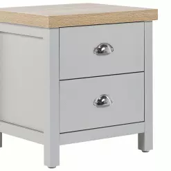 Beliani Mesa De Noche 2 Cajones Gris Claro/madera Clara/plateado 45 X 39 Cm CLIO -Sillones Ventas undef src sa picid 826134 type whitesh image scaled