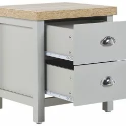 Beliani Mesa De Noche 2 Cajones Gris Claro/madera Clara/plateado 45 X 39 Cm CLIO -Sillones Ventas undef src sa picid 826136 type whitesh image scaled