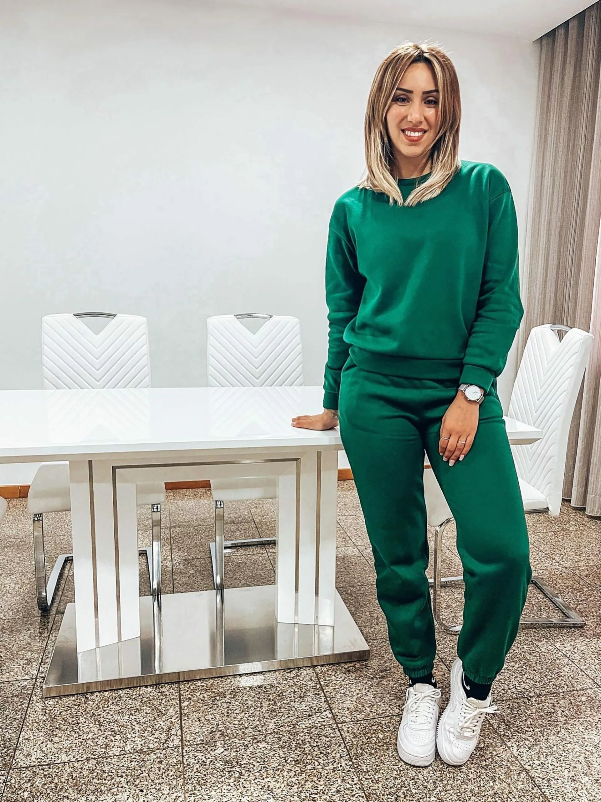 Beliani Mesa De Comedor Blanco/plateado 180 X 90 Cm KALONA - Imagen 5