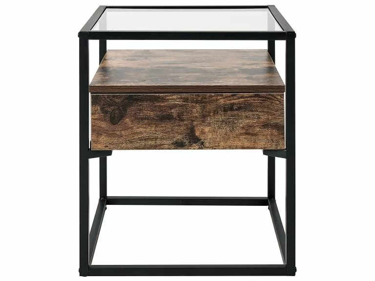 Beliani Mesa Auxiliar Madera Oscura/negro 43 X 43 Cm MAUK - Imagen 5