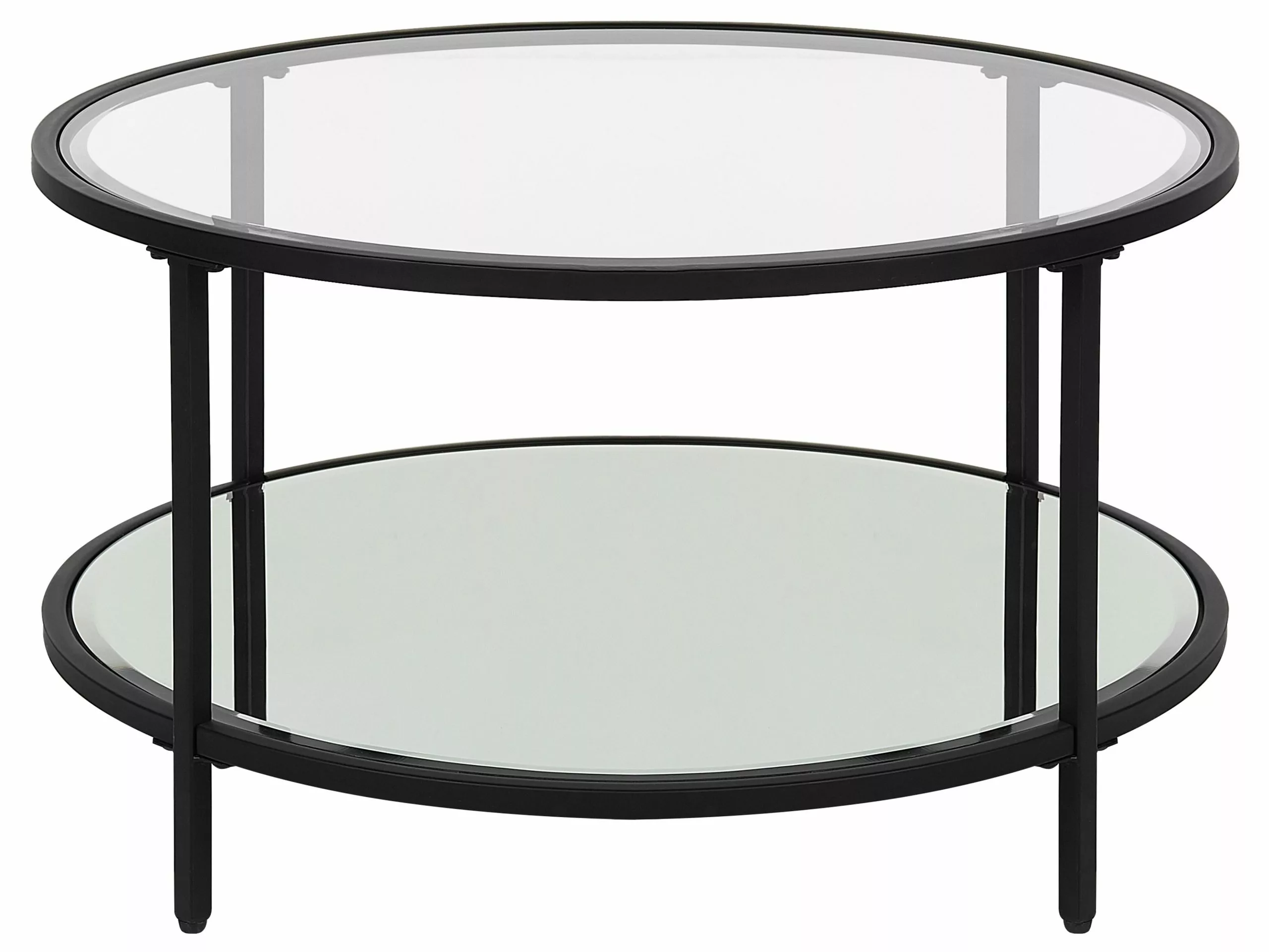 Beliani Mesa De Centro De Vidrio Templado Transparente/negro ⌀ 70 Cm BIRNEY