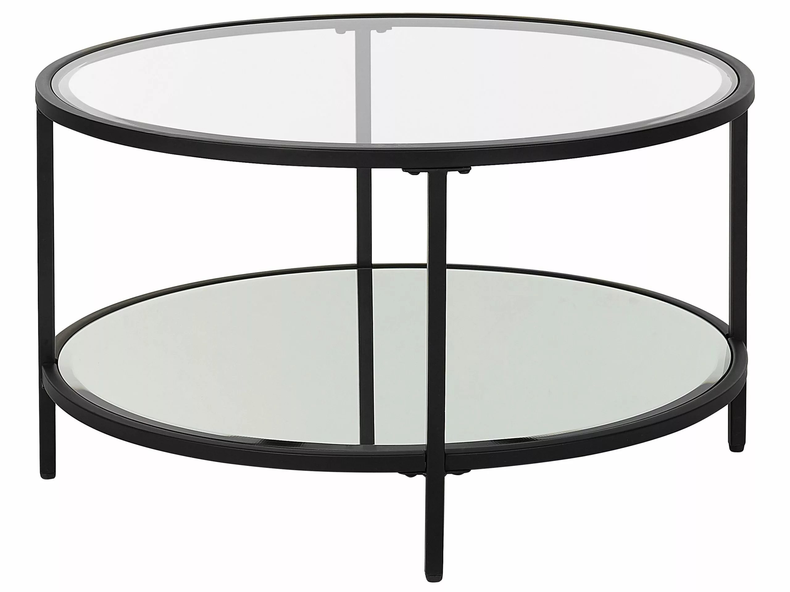 Beliani Mesa De Centro De Vidrio Templado Transparente/negro ⌀ 70 Cm BIRNEY - Imagen 4