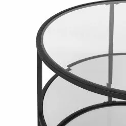 Beliani Mesa De Centro De Vidrio Templado Transparente/negro ⌀ 70 Cm BIRNEY -Sillones Ventas undef src sa picid 829605 type whitesh image scaled