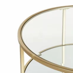 Beliani Mesa De Centro De Vidrio Templado Transparente/dorado ⌀ 70 Cm BIRNEY -Sillones Ventas undef src sa picid 829609 type whitesh image scaled