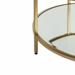 Beliani Mesa De Centro De Vidrio Templado Transparente/dorado ⌀ 70 Cm BIRNEY -Sillones Ventas undef src sa picid 829610 type whitesh image scaled