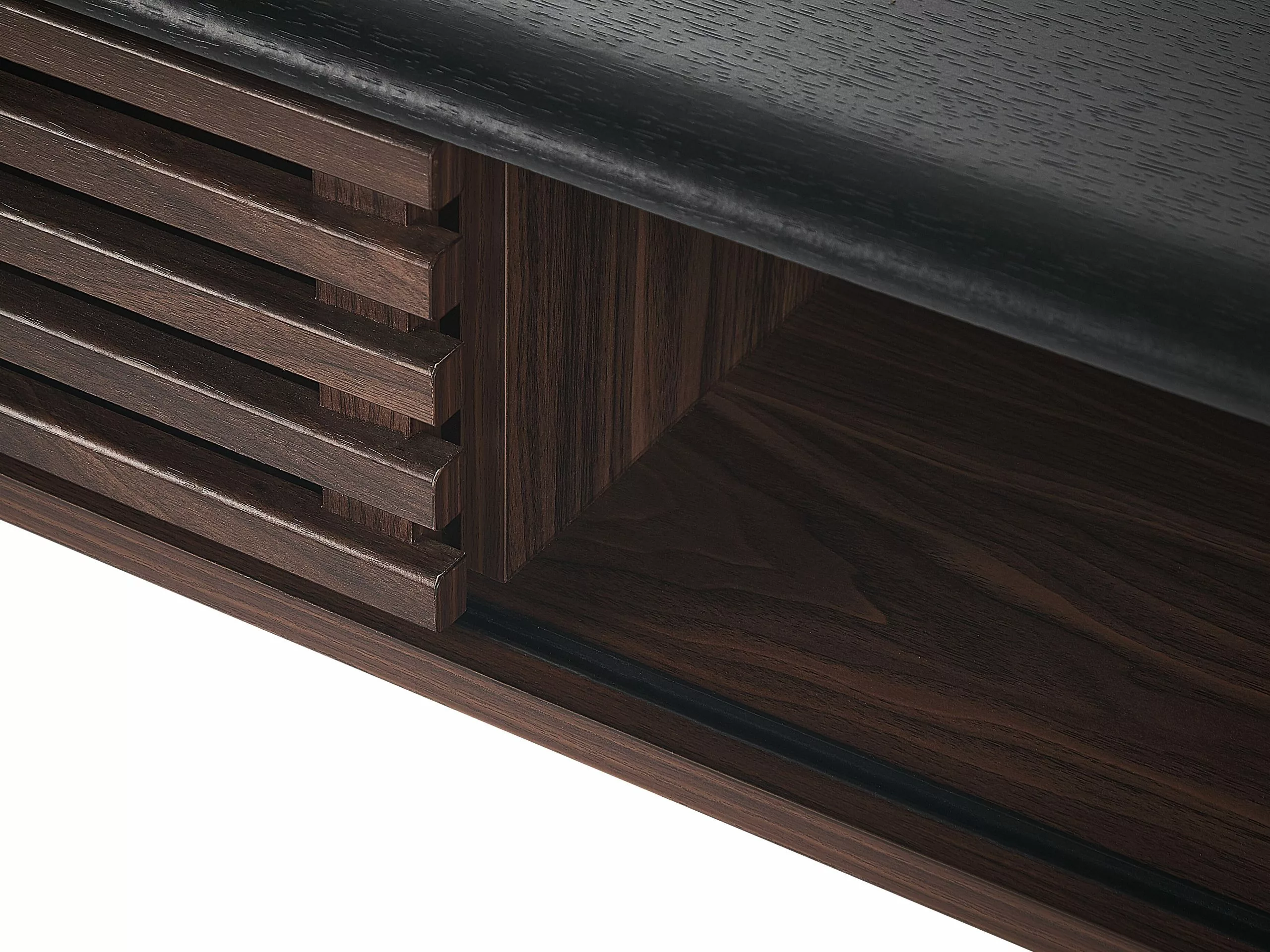 Beliani Consola Madera Oscura/negro 110 X 40 Cm PERTH - Imagen 6