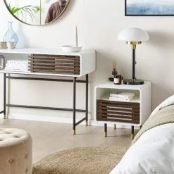 Beliani Consola Blanco/negro/madera Oscura 104 X 40 Cm RIFLE -Sillones Ventas undef src sa picid 832822 type whitesh image scaled