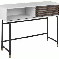 Beliani Consola Blanco/negro/madera Oscura 104 X 40 Cm RIFLE -Sillones Ventas undef src sa picid 832824 type whitesh image scaled