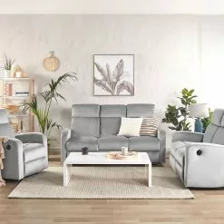 Beliani Sillón Reclinable Eléctrico De Terciopelo Gris Claro VERDAL -Sillones Ventas undef src sa picid 834982 type whitesh image scaled