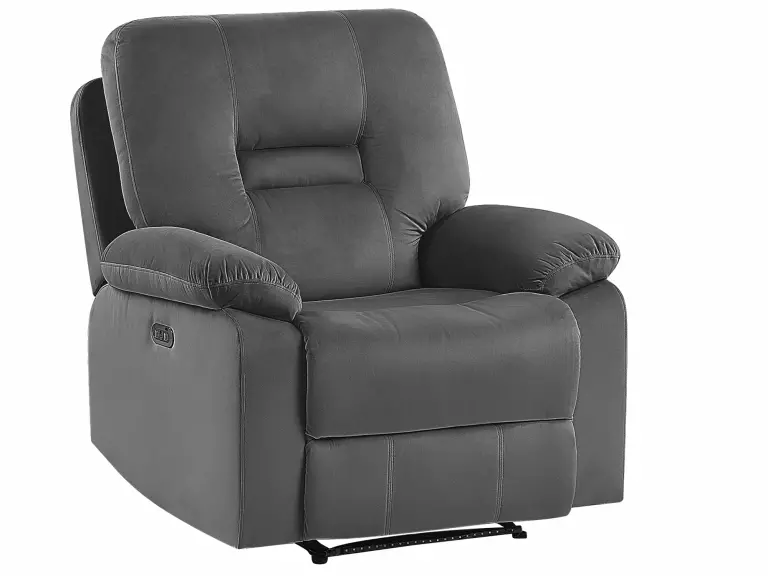 Beliani Sillón LED Reclinable De Terciopelo Gris Oscuro BERGEN - Imagen 5