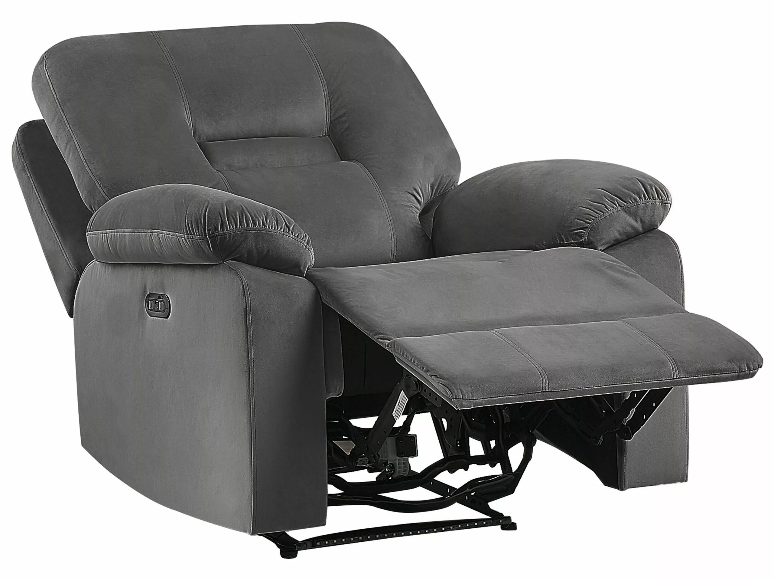 Beliani Sillón LED Reclinable De Terciopelo Gris Oscuro BERGEN - Imagen 7