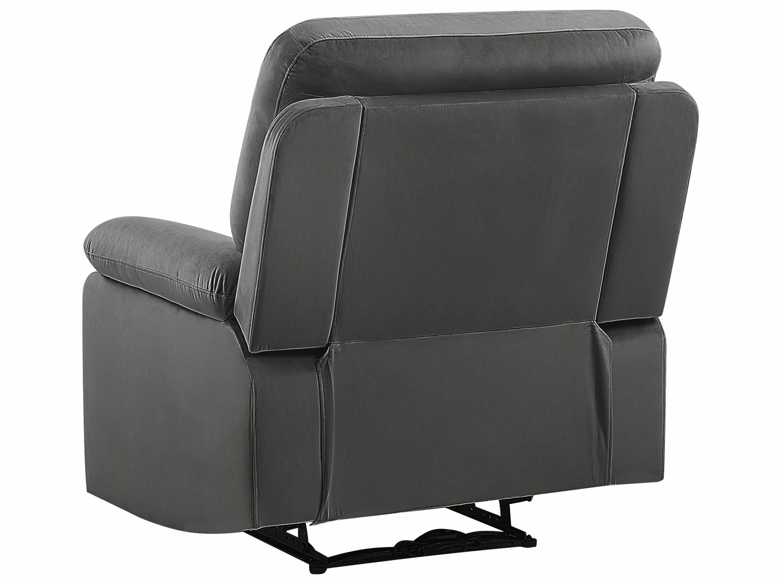Beliani Sillón LED Reclinable De Terciopelo Gris Oscuro BERGEN - Imagen 8