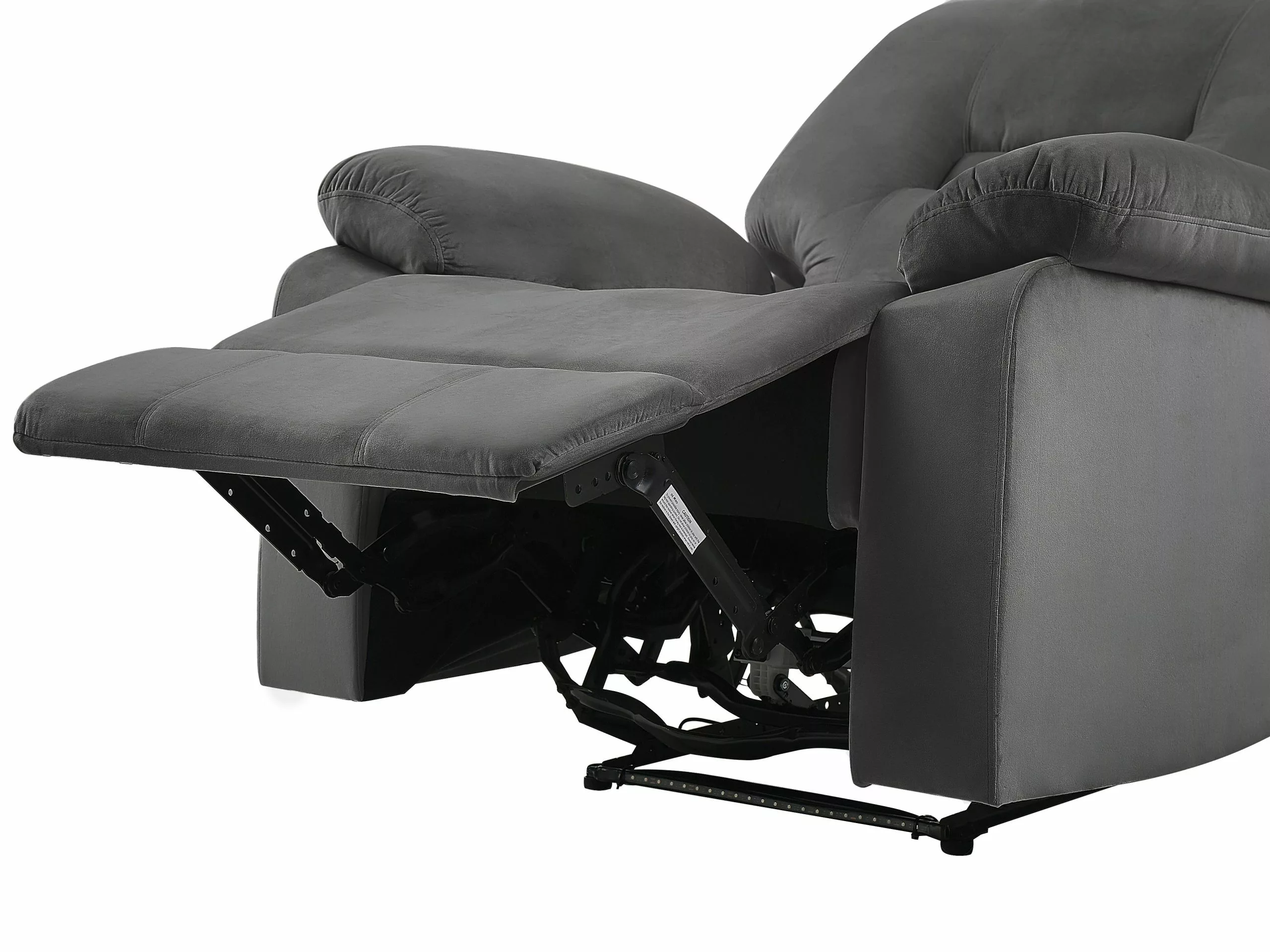 Beliani Sillón LED Reclinable De Terciopelo Gris Oscuro BERGEN - Imagen 10