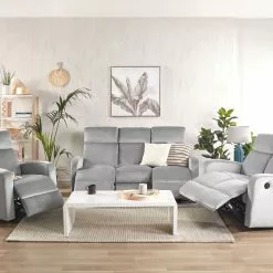 Beliani Sillón Reclinable Eléctrico De Terciopelo Gris Claro VERDAL -Sillones Ventas undef src sa picid 835439 type whitesh image scaled