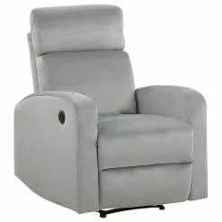 Beliani Sillón Reclinable Manual De Terciopelo Gris Claro VERDAL -Sillones Ventas undef src sa picid 836330 type whitesh image scaled