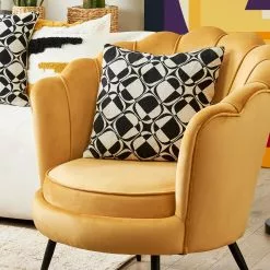 Beliani Sillón De Terciopelo Amarillo Mostaza/negro LOVIKKA -Sillones Ventas undef src sa picid 837464 type whitesh image scaled