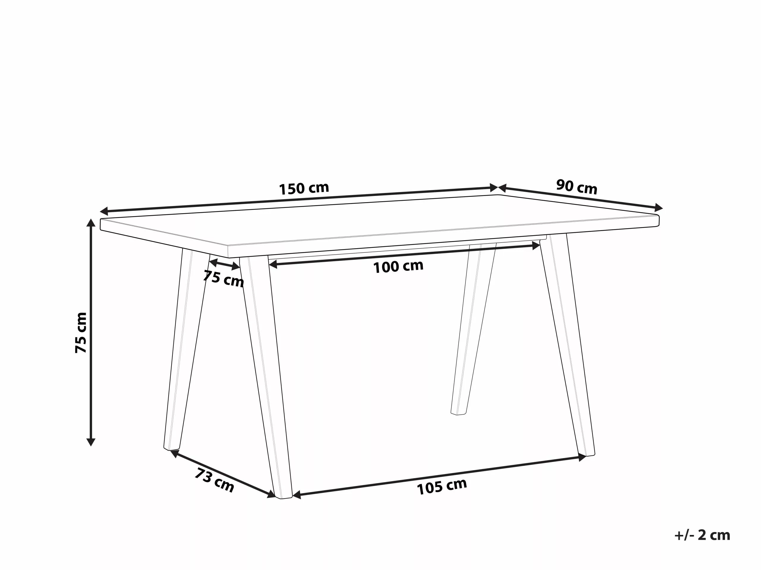 Beliani Mesa De Comedor Madera Clara/negro 150 X 90 Cm LENISTER - Imagen 7