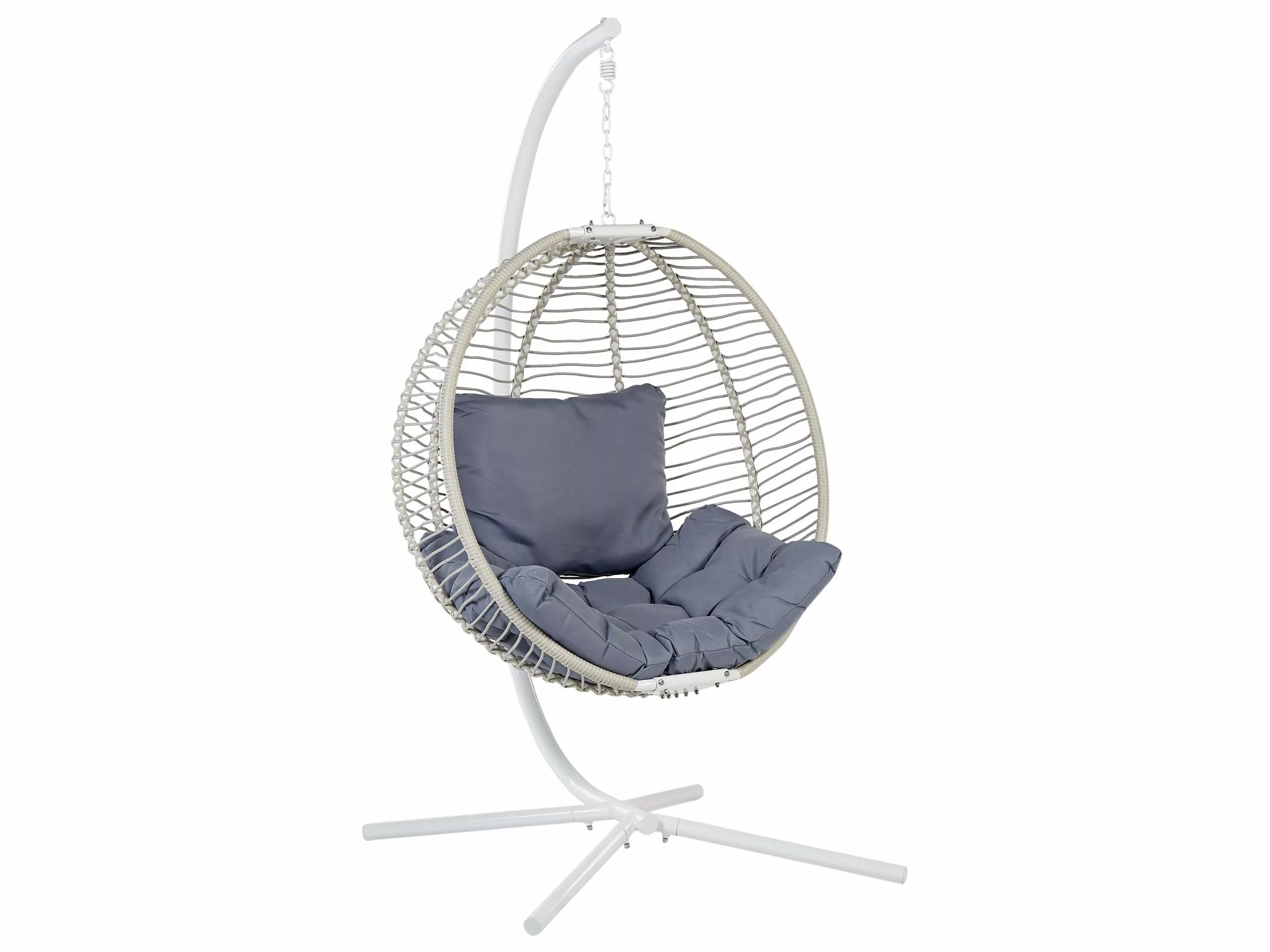 Beliani Silla Colgante Con Soporte Blanco/gris ARCO