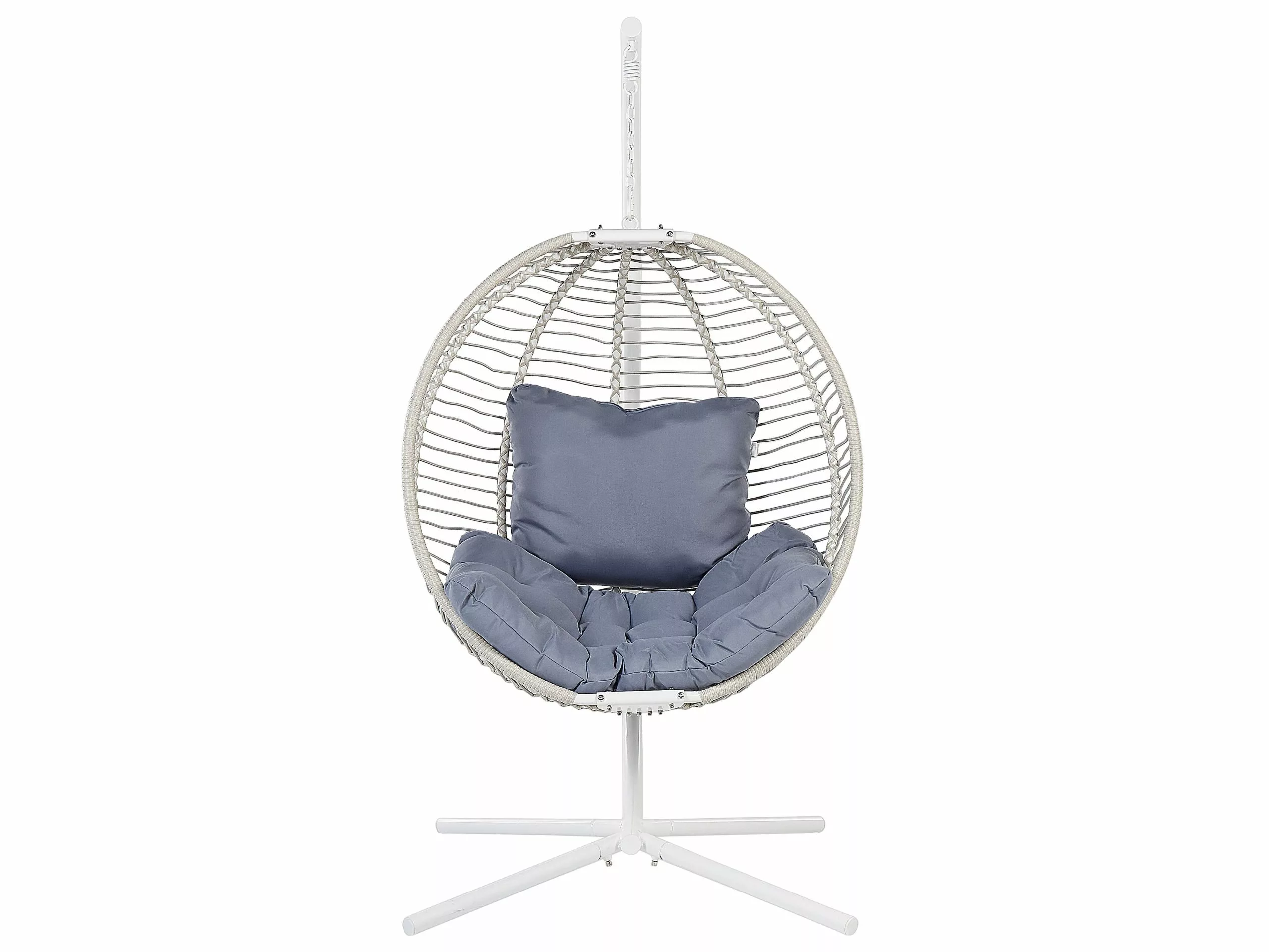 Beliani Silla Colgante Con Soporte Blanco/gris ARCO - Imagen 4