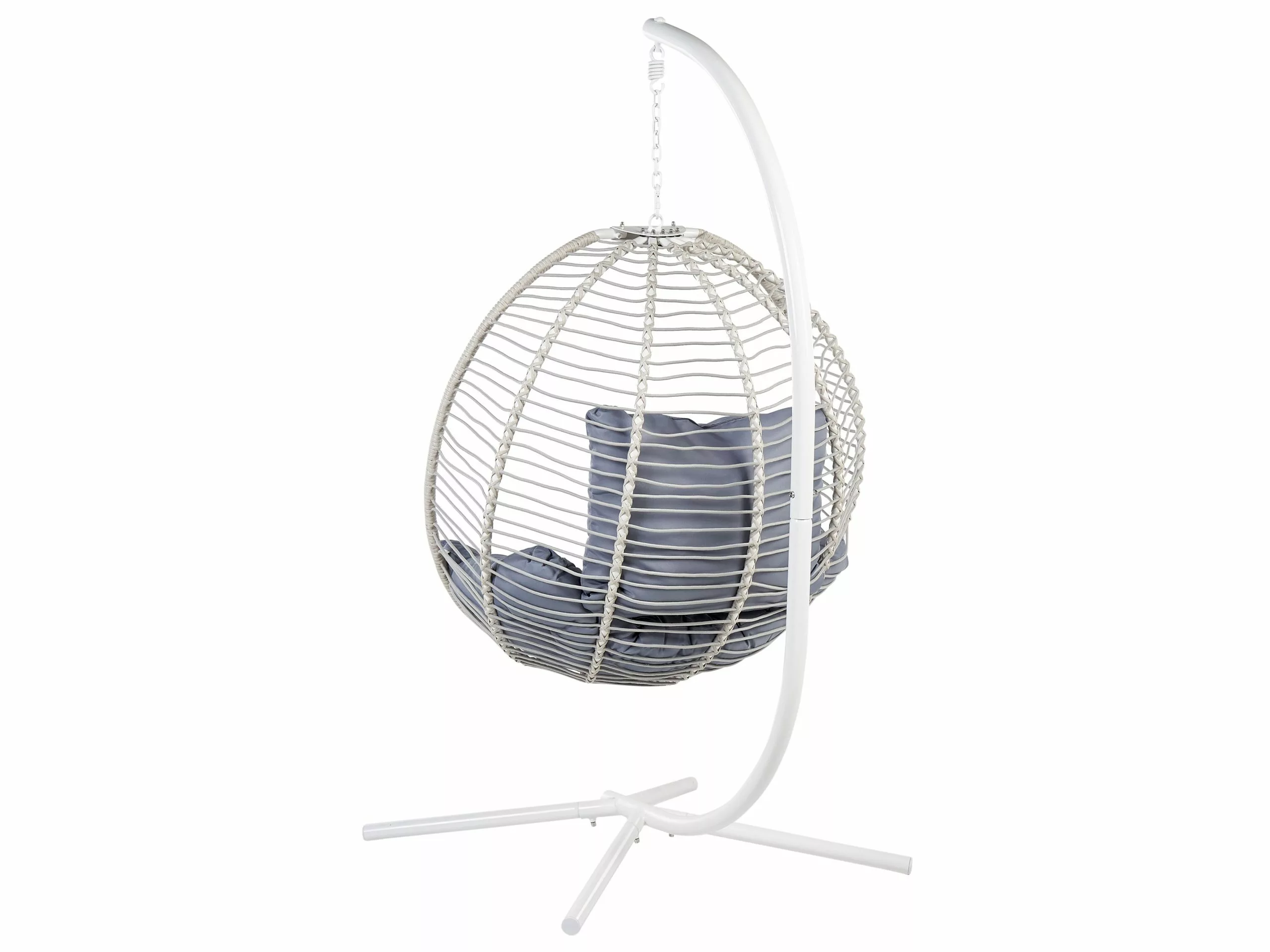 Beliani Silla Colgante Con Soporte Blanco/gris ARCO - Imagen 5