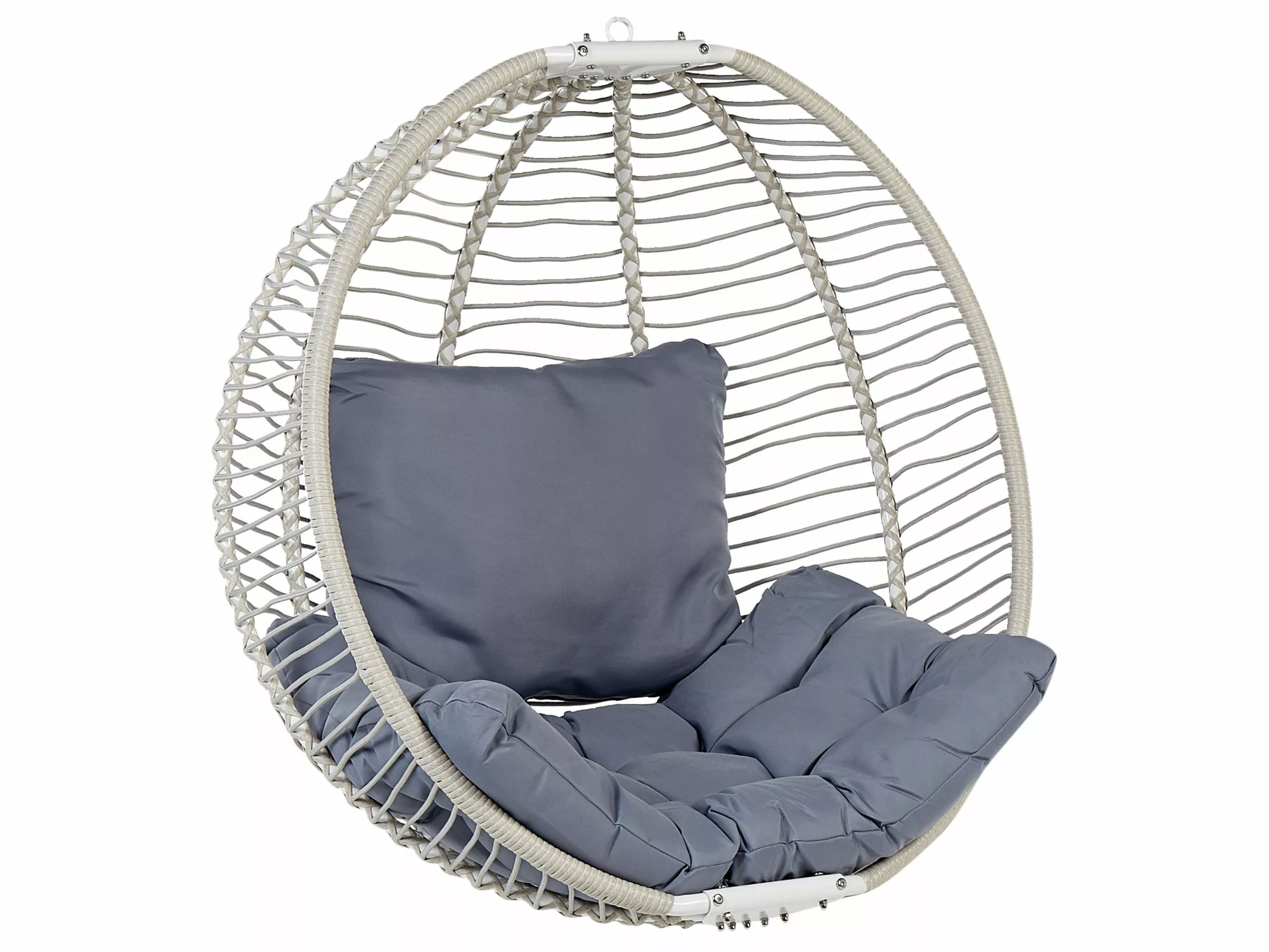 Beliani Silla Colgante Con Soporte Blanco/gris ARCO - Imagen 6