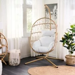 Beliani Silla Colgante Con Soporte Beige/blanco ADRIA 12 Beliani Silla Colgante Con Soporte Beige/blanco ADRIA -Sillones Ventas undef src sa picid 844392 type whitesh image scaled