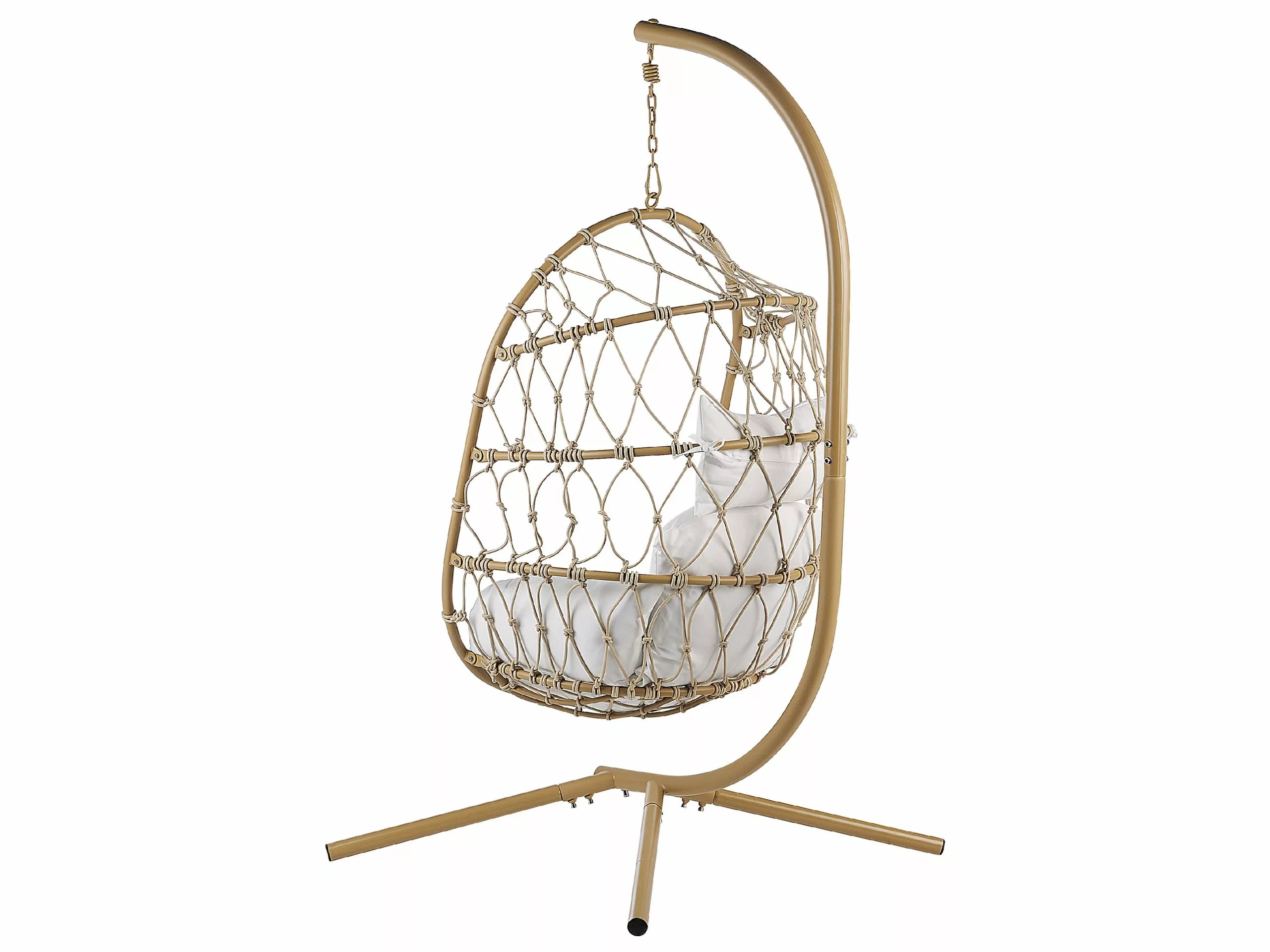 Beliani Silla Colgante Con Soporte Beige/blanco ADRIA 5 Beliani Silla Colgante Con Soporte Beige/blanco ADRIA - Imagen 5