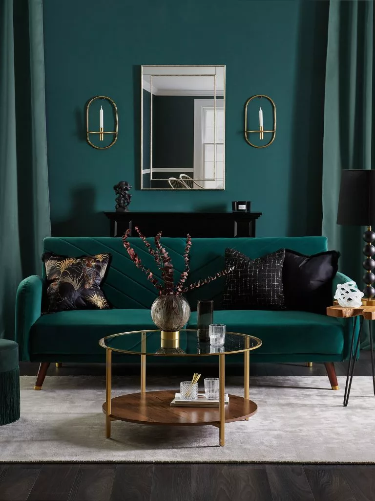 Beliani Mesa De Centro De Vidrio Dorado/madera Oscura ⌀ 80 Cm LIBBY 4 Beliani Mesa De Centro De Vidrio Dorado/madera Oscura ⌀ 80 Cm LIBBY - Imagen 4