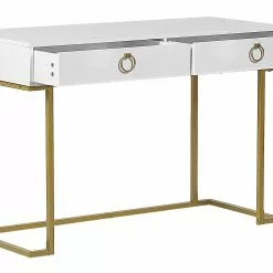 Beliani Consola De Metal Blanco/dorado 115 X 50 Cm WESTPORT -Sillones Ventas undef src sa picid 845196 type whitesh image