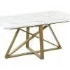Beliani Mesa De Comedor Extensible Blanco/dorado 160/200 X 90 Cm MAXIMUS