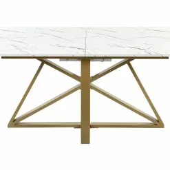 Beliani Mesa De Comedor Extensible Blanco/dorado 160/200 X 90 Cm MAXIMUS -Sillones Ventas undef src sa picid 850392 type whitesh image scaled