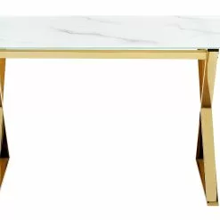 Beliani Mesa De Comedor De Vidrio Templado Blanco/dorado 120 X 70 Cm ATTICA 9 Beliani Mesa De Comedor De Vidrio Templado Blanco/dorado 120 X 70 Cm ATTICA -Sillones Ventas undef src sa picid 850499 type whitesh image scaled
