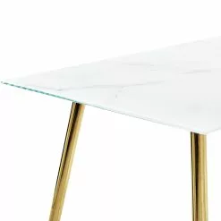 Beliani Mesa De Comedor De Vidrio Templado Blanco/dorado 120 X 70 Cm MULGA -Sillones Ventas undef src sa picid 850508 type whitesh image scaled