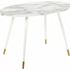 Beliani Mesa De Comedor Blanco Dorado Varios Tamaños GUTIERE