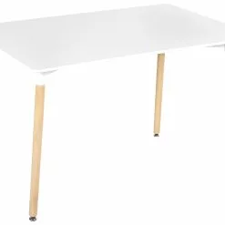Beliani Mesa De Comedor Blanco/madera Clara 120 X 80 Cm NEWBERRY