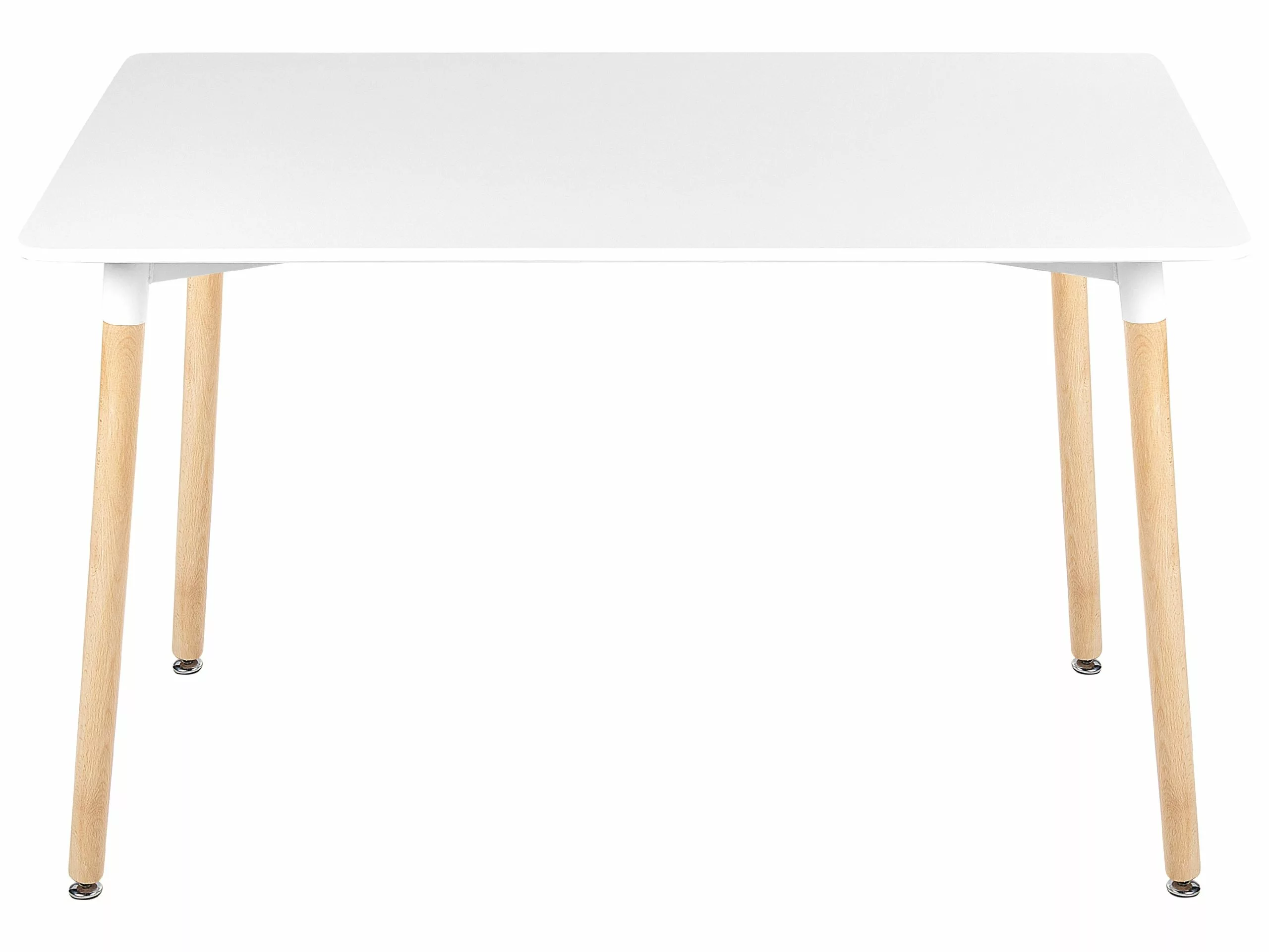 Beliani Mesa De Comedor Blanco/madera Clara 120 X 80 Cm NEWBERRY 3 Beliani Mesa De Comedor Blanco/madera Clara 120 X 80 Cm NEWBERRY - Imagen 3