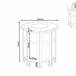 Beliani Mesa Auxiliar De Madera De Mango Blanco Crema/gris/madera Clara ⌀ 44 Cm BADHI -Sillones Ventas undef src sa picid 851874 type whitesh image scaled