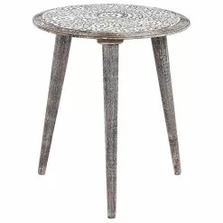 Beliani Conjunto De 2 Mesas Auxiliares De Madera De Mango Blanco Crema/madera Oscura BARJU -Sillones Ventas undef src sa picid 851904 type whitesh image scaled