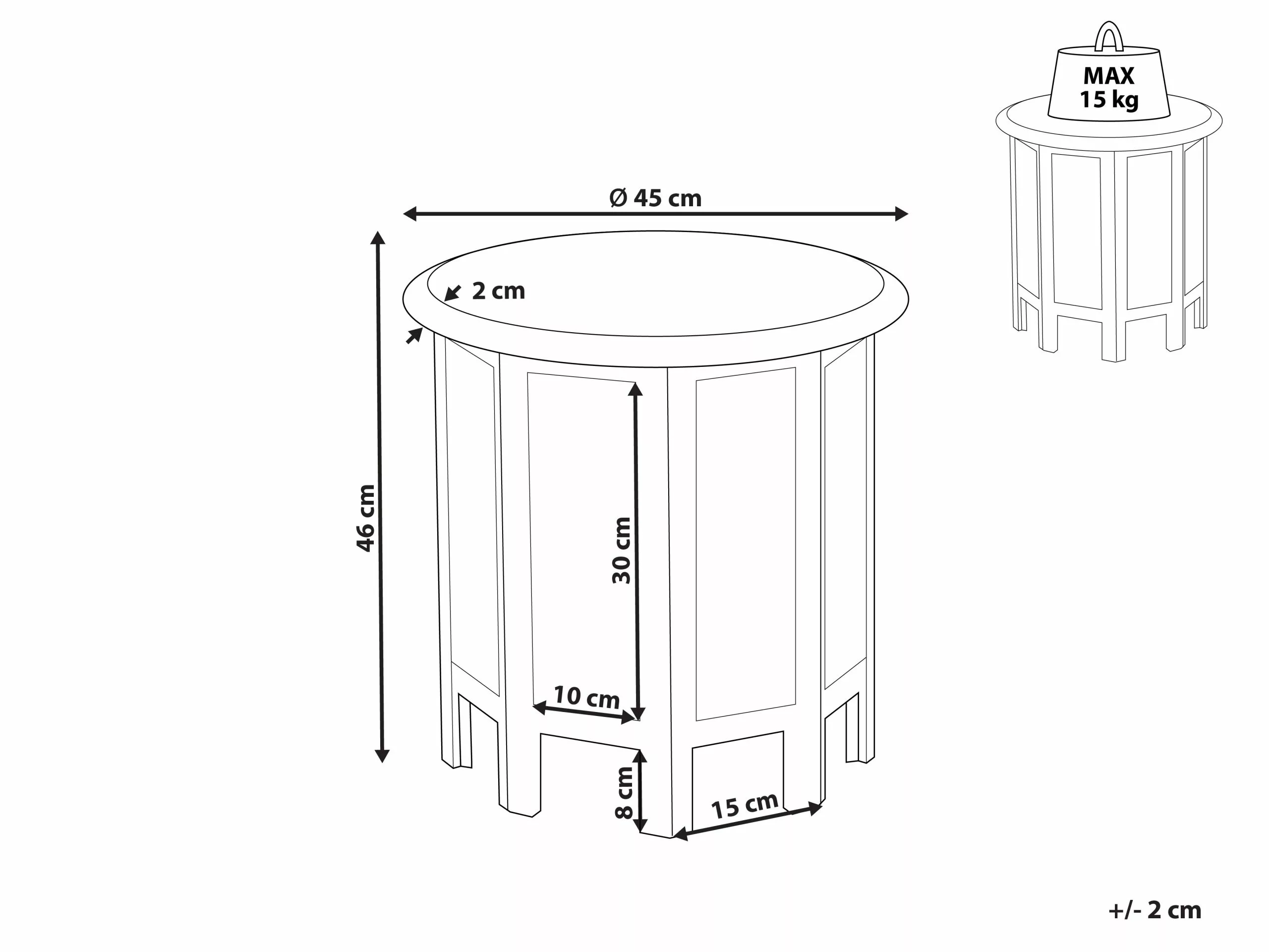 Beliani Mesa Auxiliar De Madera De Mango Gris Claro ø 45 Cm JAGORI - Imagen 6