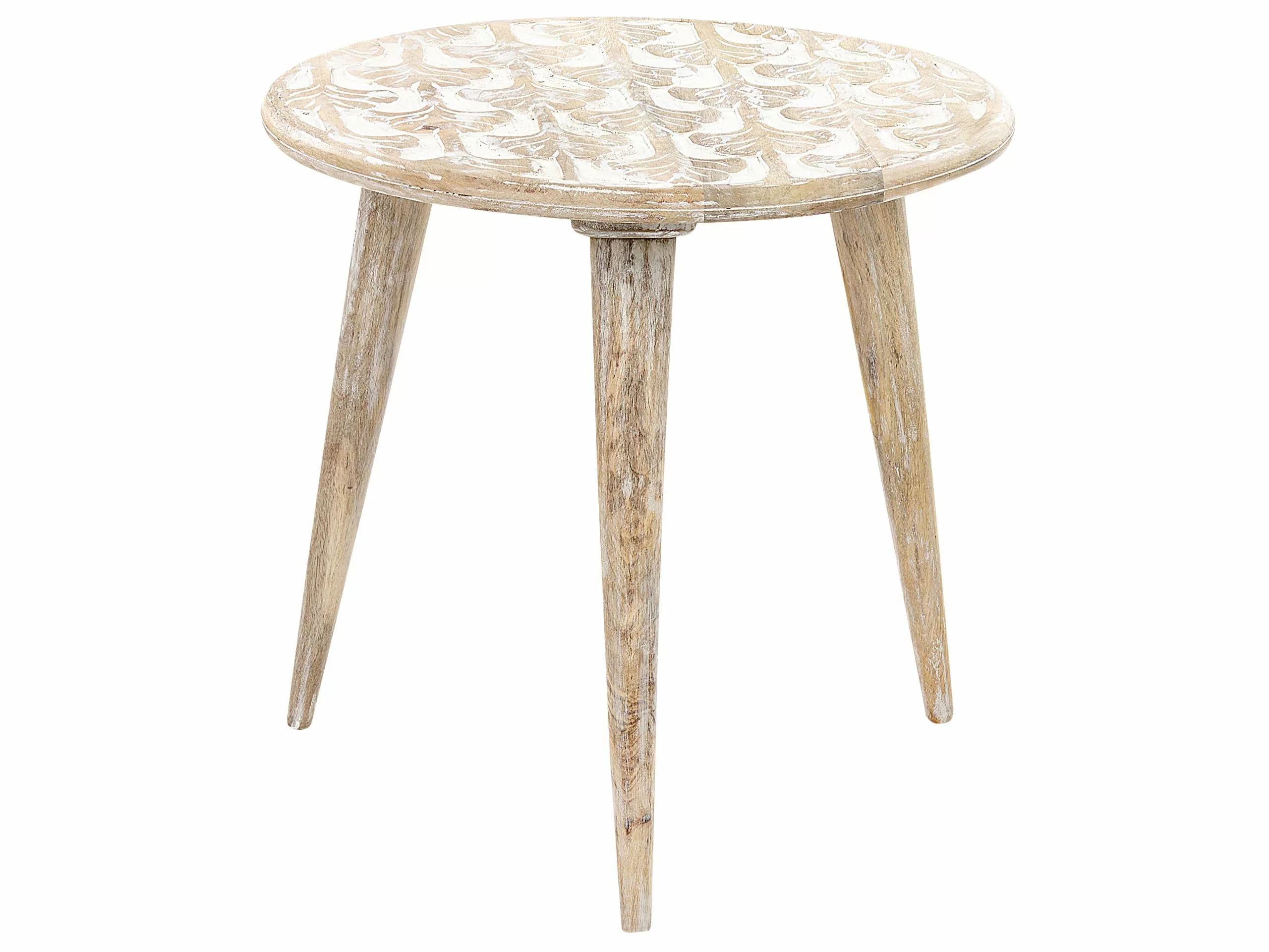 Beliani Conjunto De 2 Mesas De Madera De Mango Clara/blanco HURSI 3 Beliani Conjunto De 2 Mesas De Madera De Mango Clara/blanco HURSI - Imagen 3