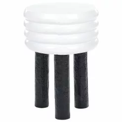 Beliani Mesa Auxiliar De Metal Blanco/negro ⌀ 33 Cm KIKIWA