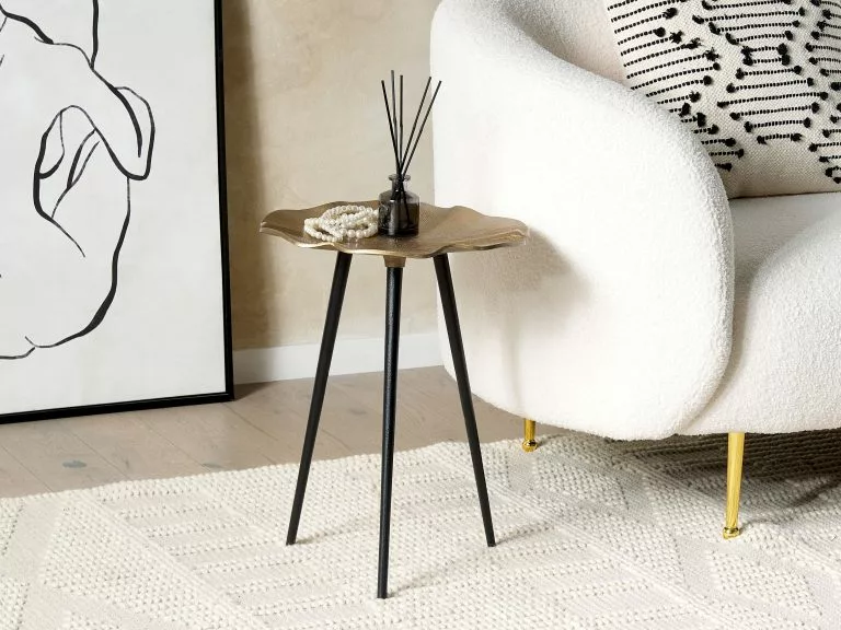 Beliani Mesa Auxiliar De Metal Dorado/negro 37 Cm PUDUR 2 Beliani Mesa Auxiliar De Metal Dorado/negro 37 Cm PUDUR - Imagen 2